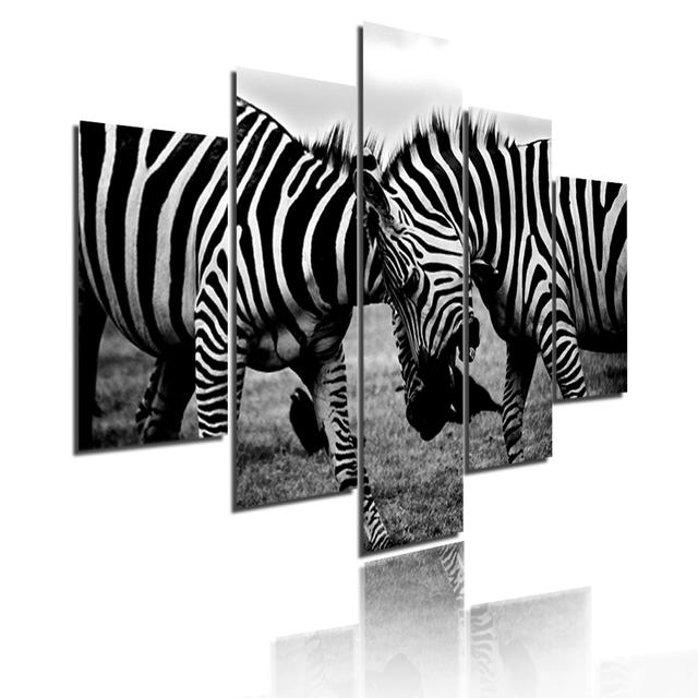 Minimalist Animals Poster Lion Leopard Orangutan And Elephant Canvas Painting 5 Pieces Modular Picture Print Wall Art Home Decor