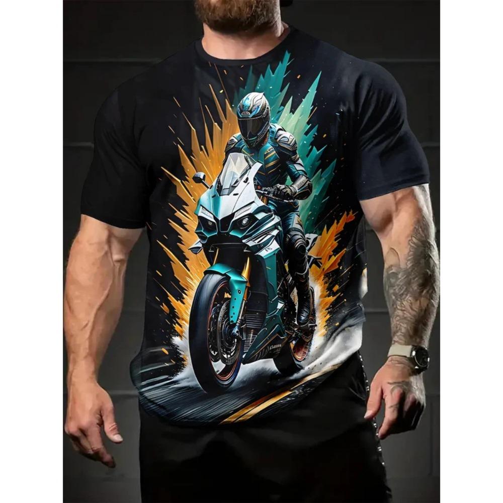 Fashionable Men's Loose T-Shirt with Animal Pattern, Short Sleeve, Crew Neck, Street Style Clothing