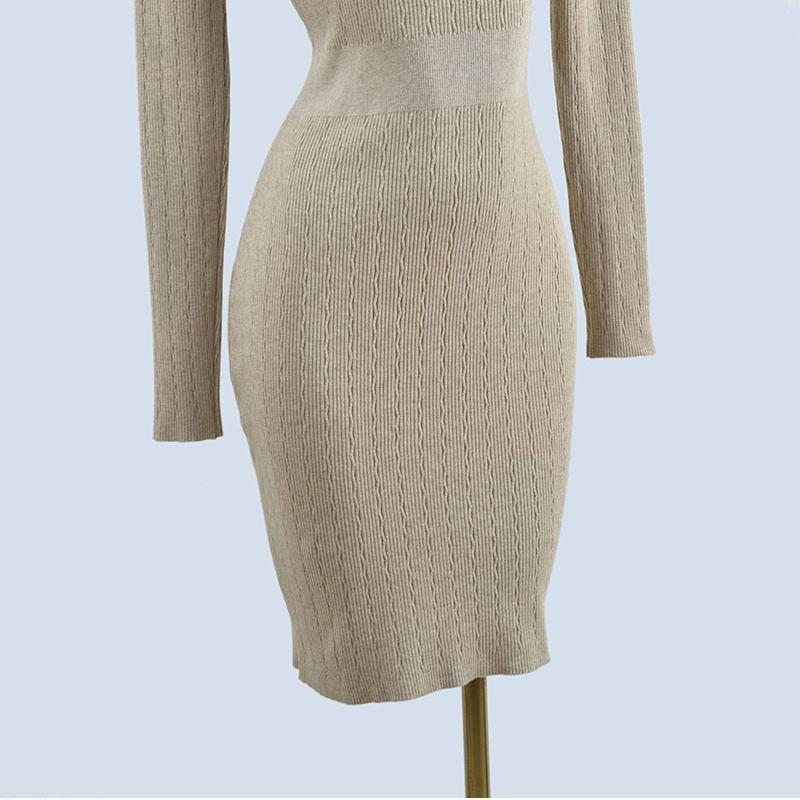 Korean Style New Autumn and Winter Polo Collar Sweater Skirt Silm Mid Length Long Length Knitting Base Dress Women