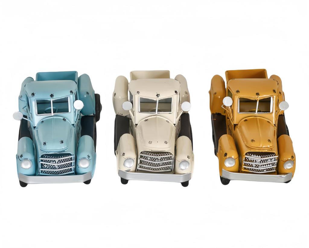 Haverain Truck Miniature Antique Retro Miniature Display Stylish Interior Object Tin-Look Car, Ornament, Figurine, (White)