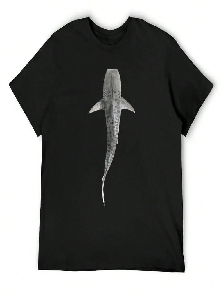 TIGER SHARK-Galeocerdo Cuvier (Above) Navy Blue T-Shirt Blacks Vintage Graphic Tee Short Sleeve Tee Designer T Shirt Unisex