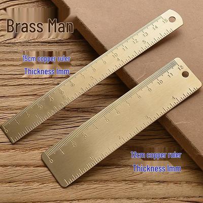Creative Brass Ruler: 15cm & 12cm Bookmark, Planner, and Office Scale