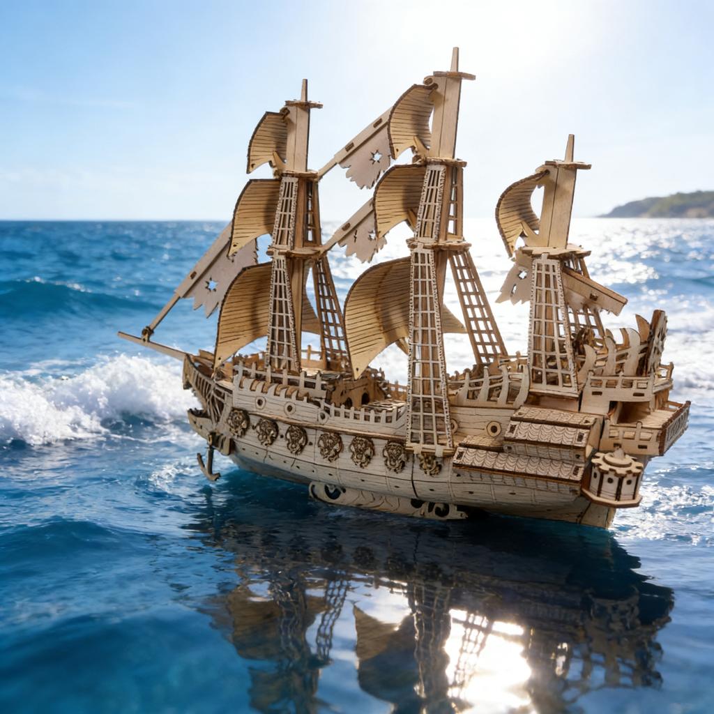 Dutch Ship 3D Wooden Puzzle Scale Miniature DO-IT-YOURSELF Miniature Kit Handcrafted Present Home Decor Assembly Toy