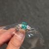 Silver Sparkling Star River Full Diamond Square Female Ring Fashion Retro Blue Diamond  rings for women Charm