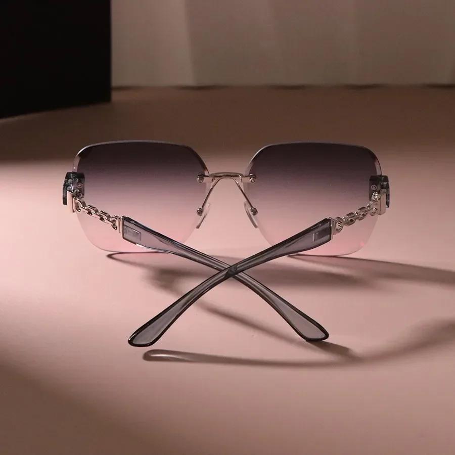 Casual Rimless Square Sunglasses Women Men Sun Glasses Female Gradient Mirror Colors Designer Brand Fashion Luxurious Eyewear