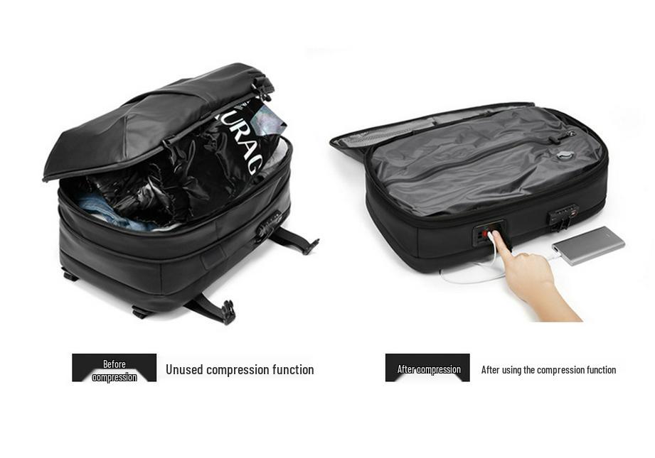Expandable Waterproof Compression Backpack - Large Capacity, Functional Laptop Bag for Business Travel