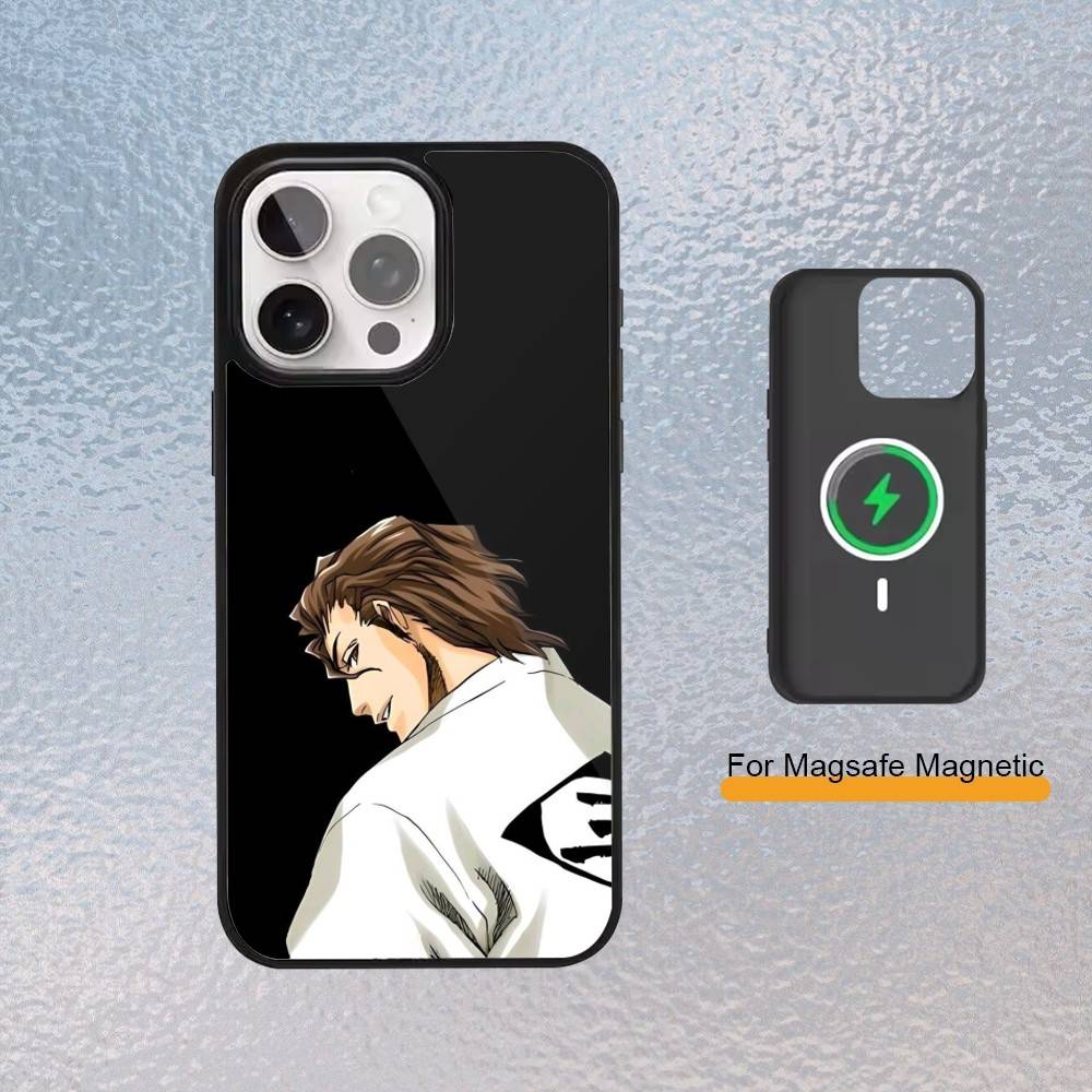 Custodia per Telefono Bleach Anime Aizen Per iPhone Magsafe Magnetica 17,16,15,14,13,12,11 Copertura Ricarica Wireless