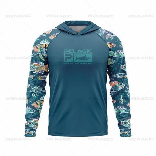 Pelagic Fishing Suit Men s Summer Outdoor Fishing Sportswear Hooded Sunscreen Fishing Shirt Quick Drying Fishing Suit XXS