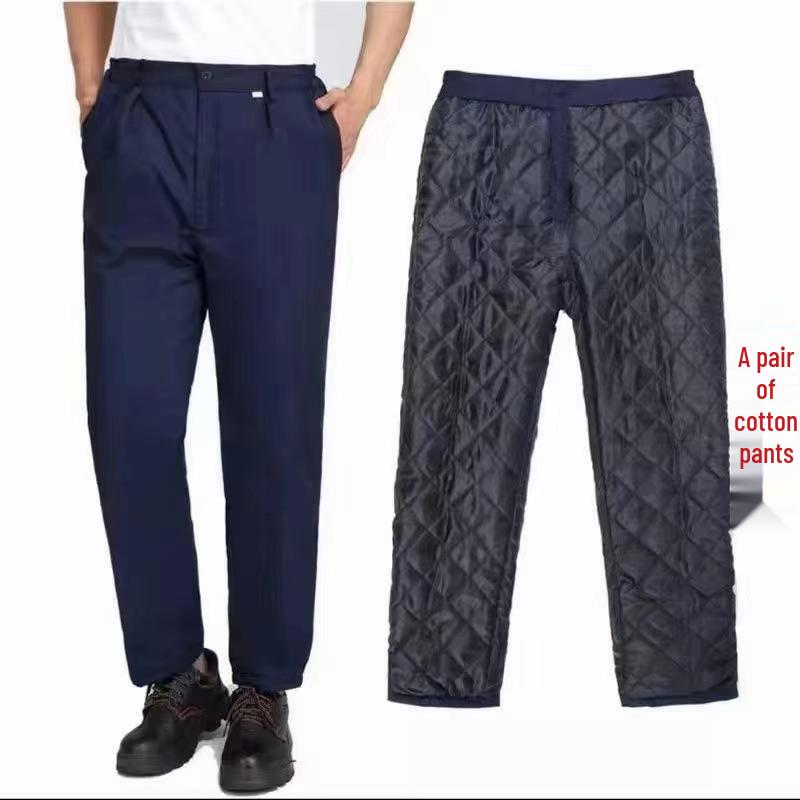 Abbigliamento da lavoro invernale in cotone colorblock riflettente: Giacca e Pantaloni Caldi di Media Lunghezza con Logo Personalizzato