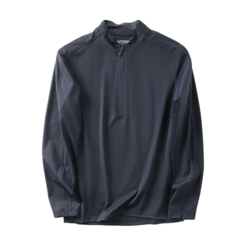 Men's High-Elastic Breathable Long Sleeve Half-Zip Fitness Top for Spring and Autumn