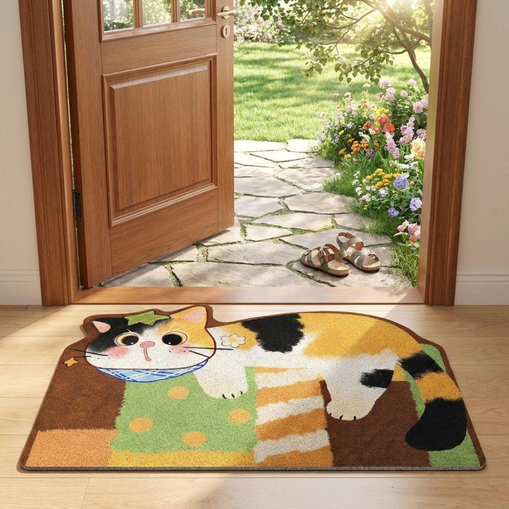 Absorbent Cartoon Cat Carpet Irregular Shaped Shower Carpet Soft Bathroom Floor Mat Bedroom