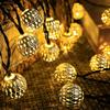 1pc Solar Moroccan Ball Fairy Lights Hollow Ball String Light with 8 Lighting Modes For Home Outdoor Garden Patio Festival Decor