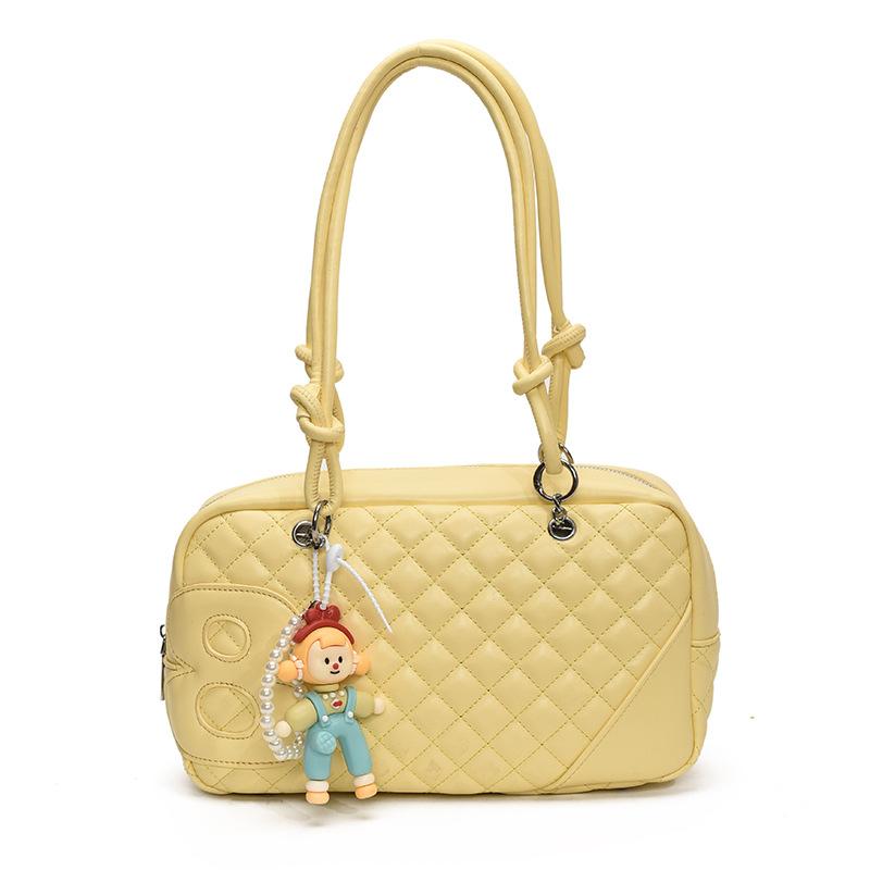 

Cute pendant shoulder bag women s summer new trend fashion diamond armpit bag handbag no pendant жёлтый