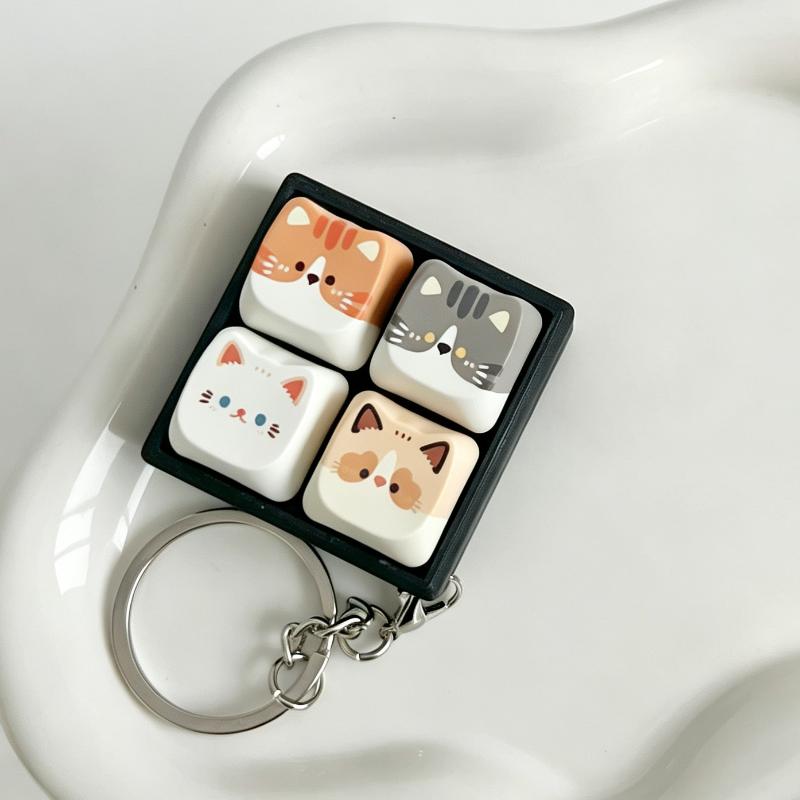 Cute Cartoon Cat Shaped Keycaps Vivid Patterns Smooth Touch Replaceable for Mechanical Gaming Keyboard DIY Desktop Decor