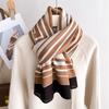 New Extended Printed Silk Scarf Striped Scarf Scarf Cotton and Linen Sunscreen Shawl Versatile Autumn and Winter Headscarf Women