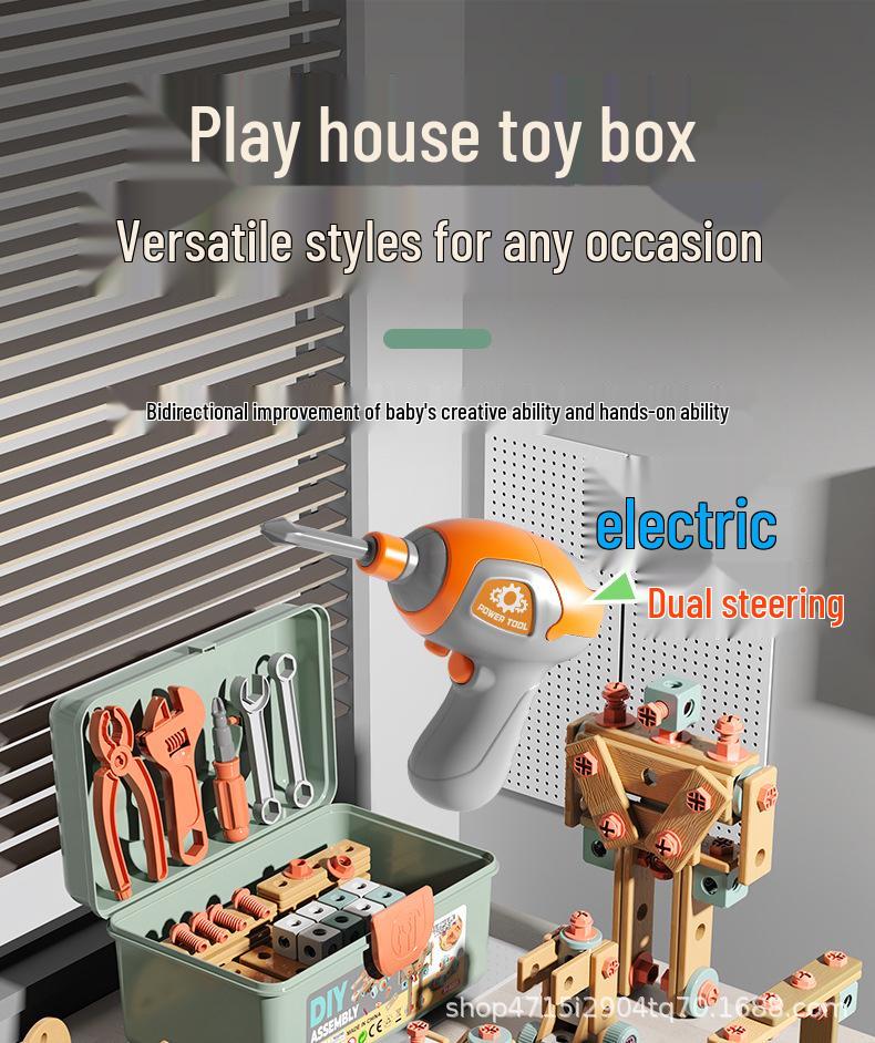 Children's DIY Toy Toolbox Set with Electric Drill for Assembly and Disassembly