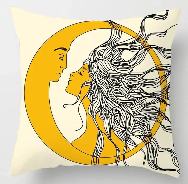 Yellow Series Plaid Alphabet Pattern Printed Soft Square Pillowslip Polyester Cushion Cover Pillowcase Living Room Home Decor, 30x30cm