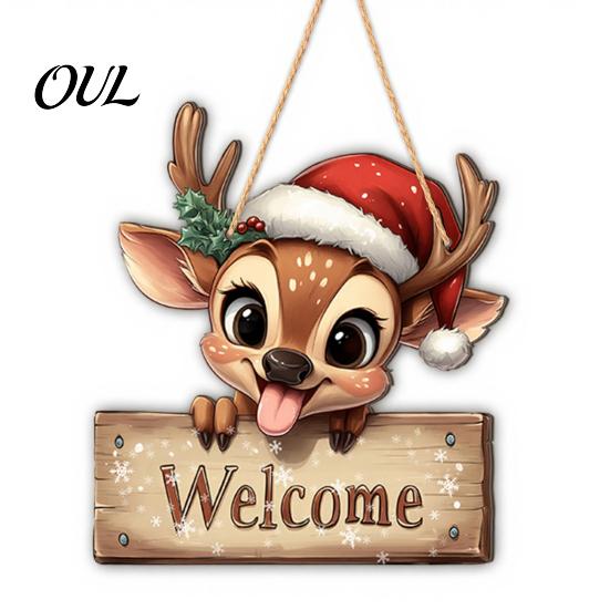 Retro Truck Xmas Signs 2D Christmas Wooden Door Hanger Ornaments, Santa Snowman Reindeer Welcome Wall Festive Front Sign, Rustic Farmhouse Tree