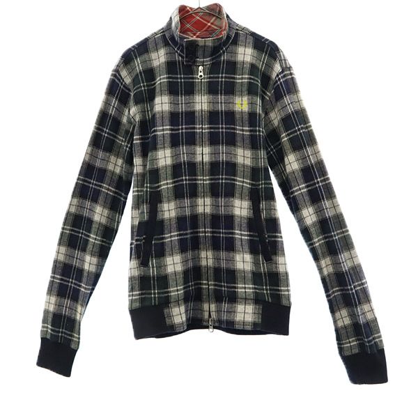 

FRED PERRY check Zip jacket S Navy Logo embroidery Men s Used