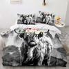 Highland Cattle Animal Flower 3Dcomfortable Duvet Quilt Cover Pillowcase Bedding Set Children Bedroom Decoration Home Textile
