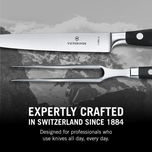 VICTORINOX Carving Set, Knife and Fork Set, Black, Professional-Grade Knives for BBQ and Steak Grilling, Grand Ma?tre, Forged, 7.7243.2