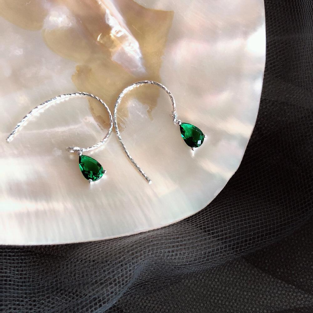 

Серьги-подвески из стерлингового серебра 925 пробы с зеленым цирконием - Элегантный и роскошный стиль 925 Silver