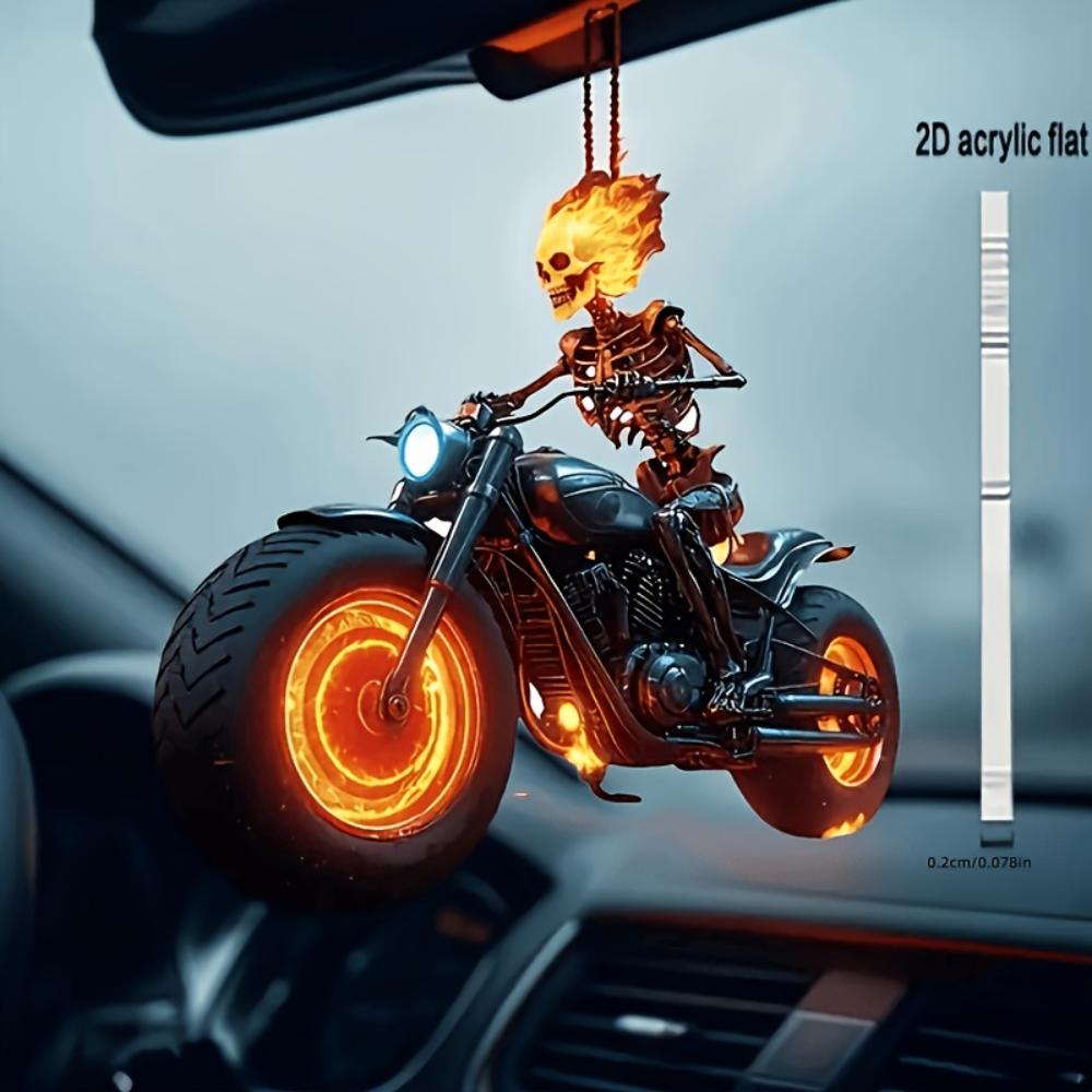 2D Flacher Schädel Motorrad Anhänger - Geeignet für Schlüsselanhänger und Rucksäcke | Langlebige Schädel Ornamente, das perfekte Geschenk für Weihnachten und Halloween