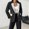 Damenmode Farbe Revers Langarm Zweiknopf Klapptasche Jacke