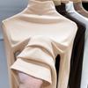 Solid Color Slim Fit Half High Collar Long Sleeve Women Casual Bottoming T Shirt Top