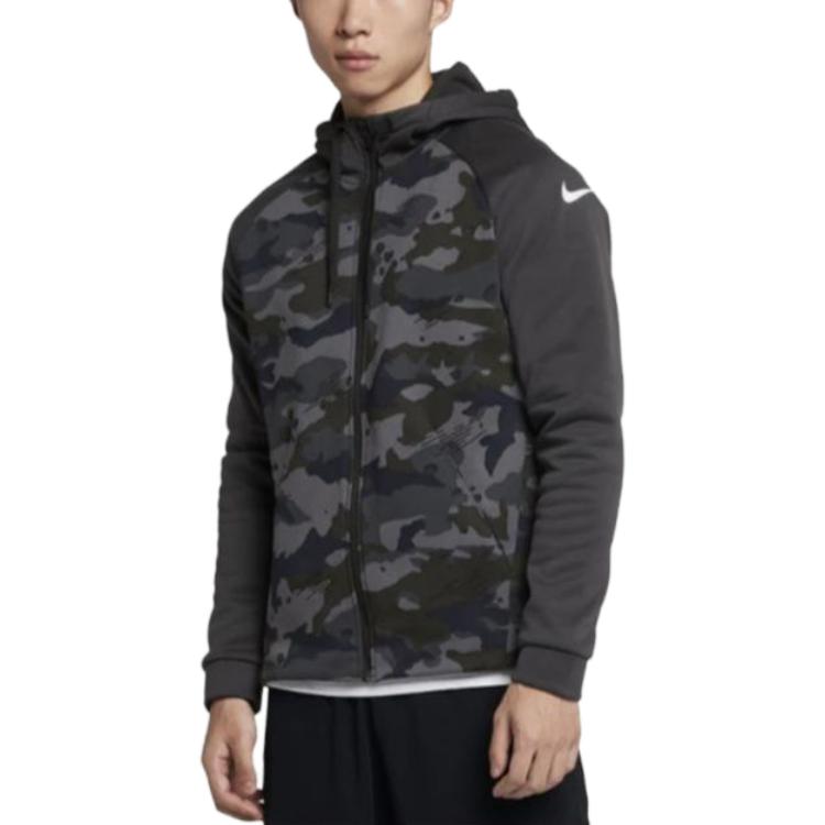 Nike Ανδρικό Μπουφάν με Κουκούλα Therma Camo Μπουφάν Μαύρο AR3112-060