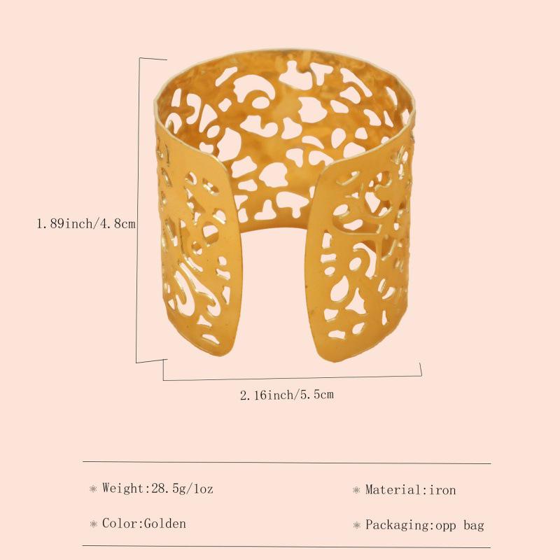 Women's European & American Fashion Metal Hollow-Out Exaggerated Elastic Bracelet Armlet