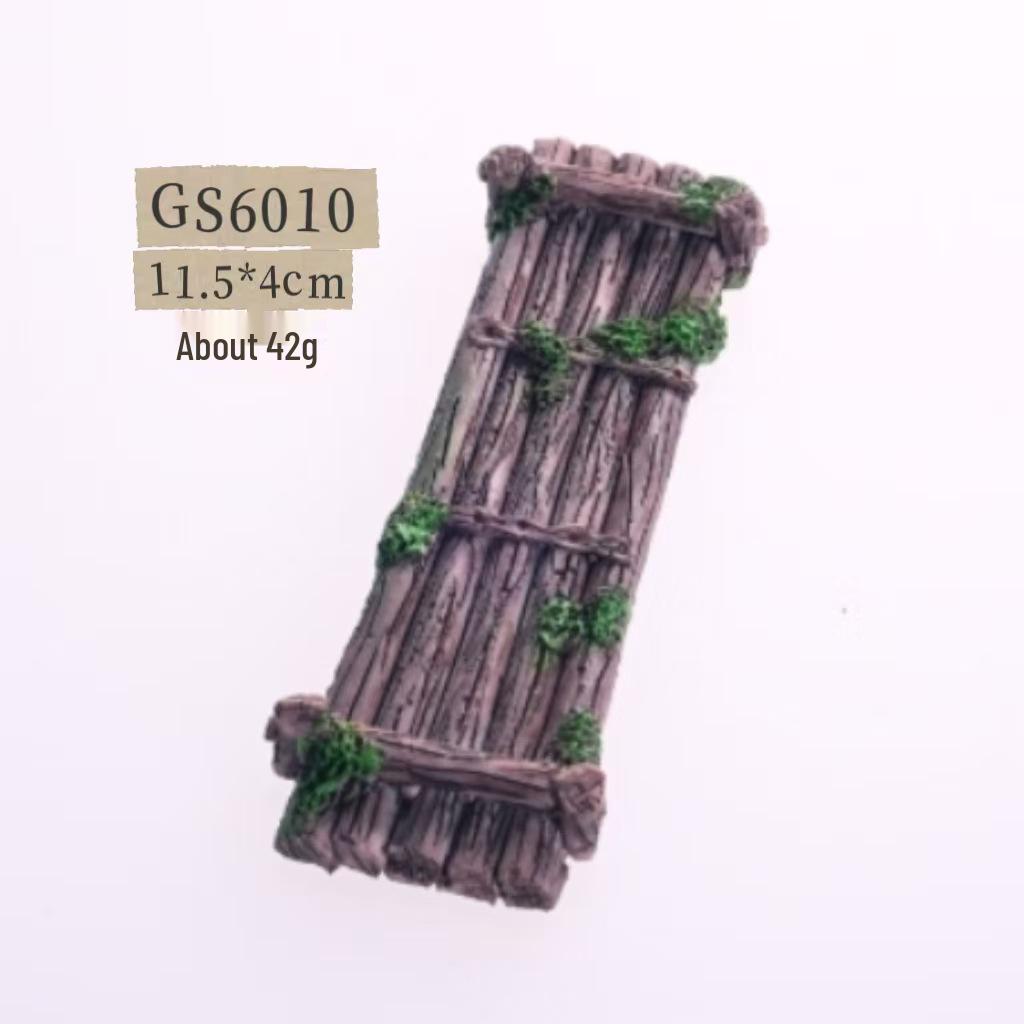 Fish Tank Decor: Artificial Mountain & Wooden Suspension Bridge Set