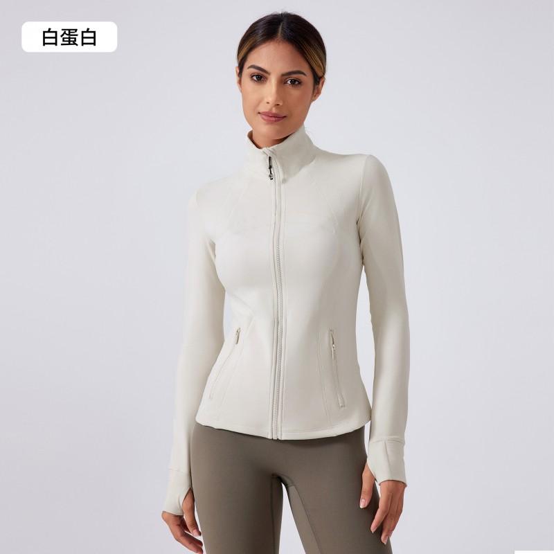 Womens Long Sleeve Fitness Jacket With Stand Collar Running Cycling Gym Workout Fall