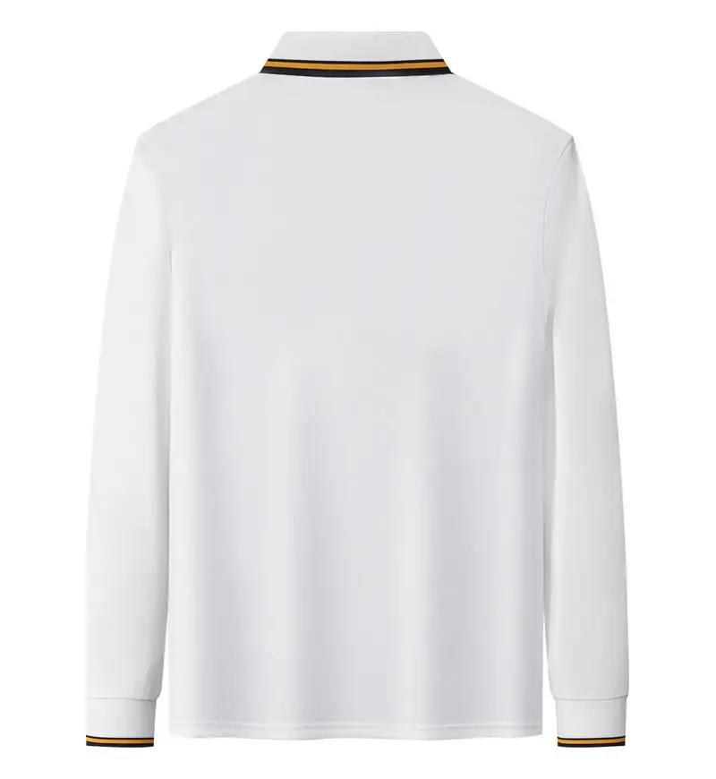 Męska koszulka polo casual slim z długim rękawem T-shirt odzież markowa biznesowa wysoka jakość jesień zima jednolity kolor oddychający top