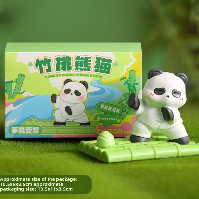 Creative Panda Resin Phone Stand - Cartoon Lazy Person s Cool Item - Desktop Tablet Stand - Cute Pet Ornament - Gift Hand-pushed[Gift Box Set]