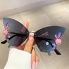 Rimless Butterfly Designer Shades Fashion Crystal Gradient Sunglasses Oversize Decoration Party Women's Sun Glasses