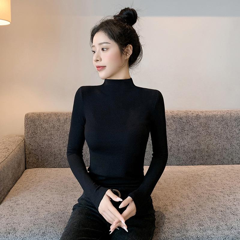 Women S Fleece Lined Half Turtleneck Slim Fit Thermal Base Layer Top