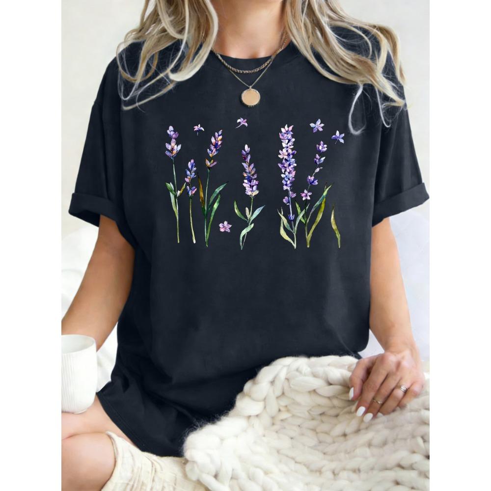 Women's Tee - Colorful Space Cartoon Pattern Graphic, Playful Galaxy Print Design for Casual Daily Wear