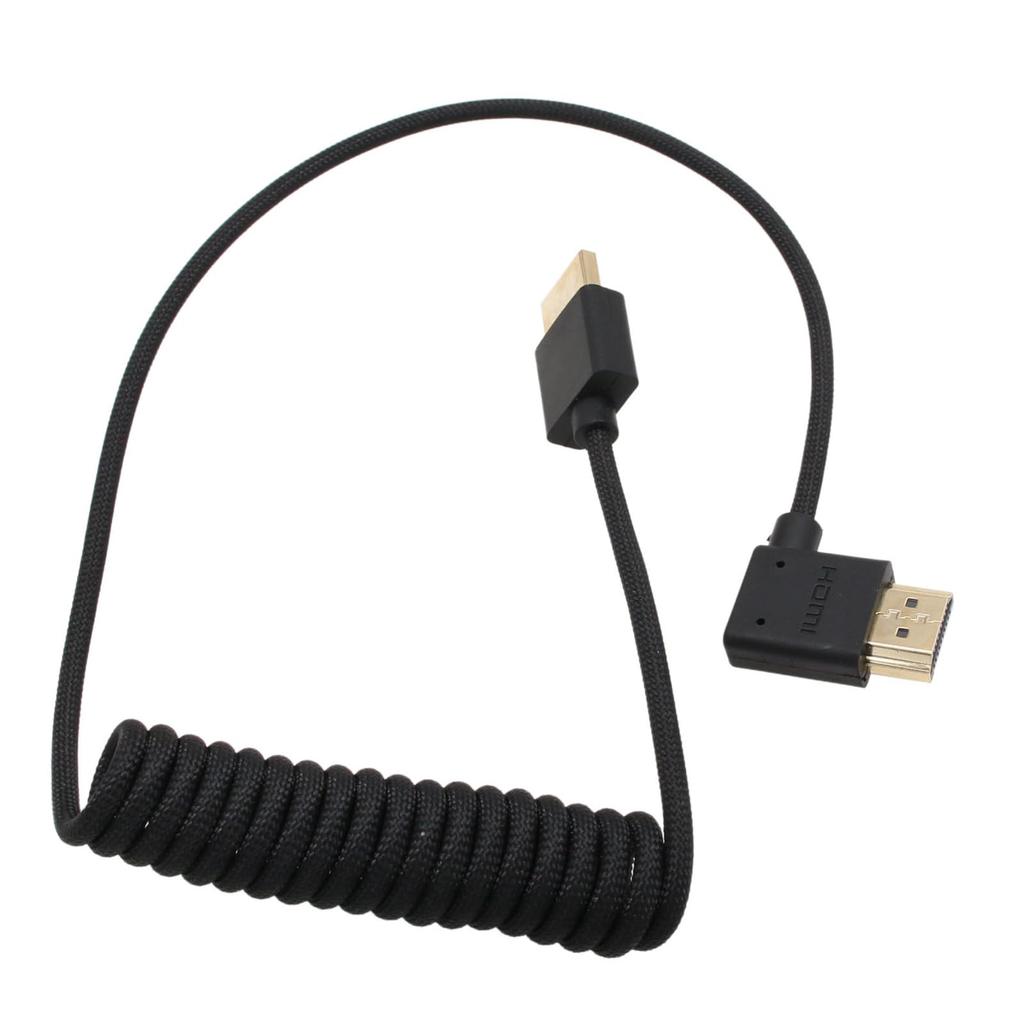 HangTon HDMI 8K 4K 30p 60p-kabel for ATOMOS Ninja Sony FX30 FX6 Canon C500 BGH1 GH6 FEELWORLD Z CAM E2 Vinkeltype A HDMI Flettet Spiralkabel 50cm