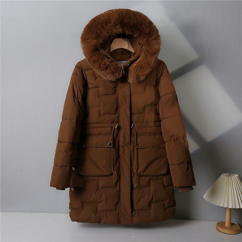 Parker Cotton Coat Women's New Mid-length Hooded Down Coat Cotton Jacket Loose Winter Thickened Jacket