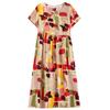 Elegant Dresses for Women Plus Size Loose Casual Vintage Print Long Dress With Sleeves Summer Middle-aged Women's Clothing