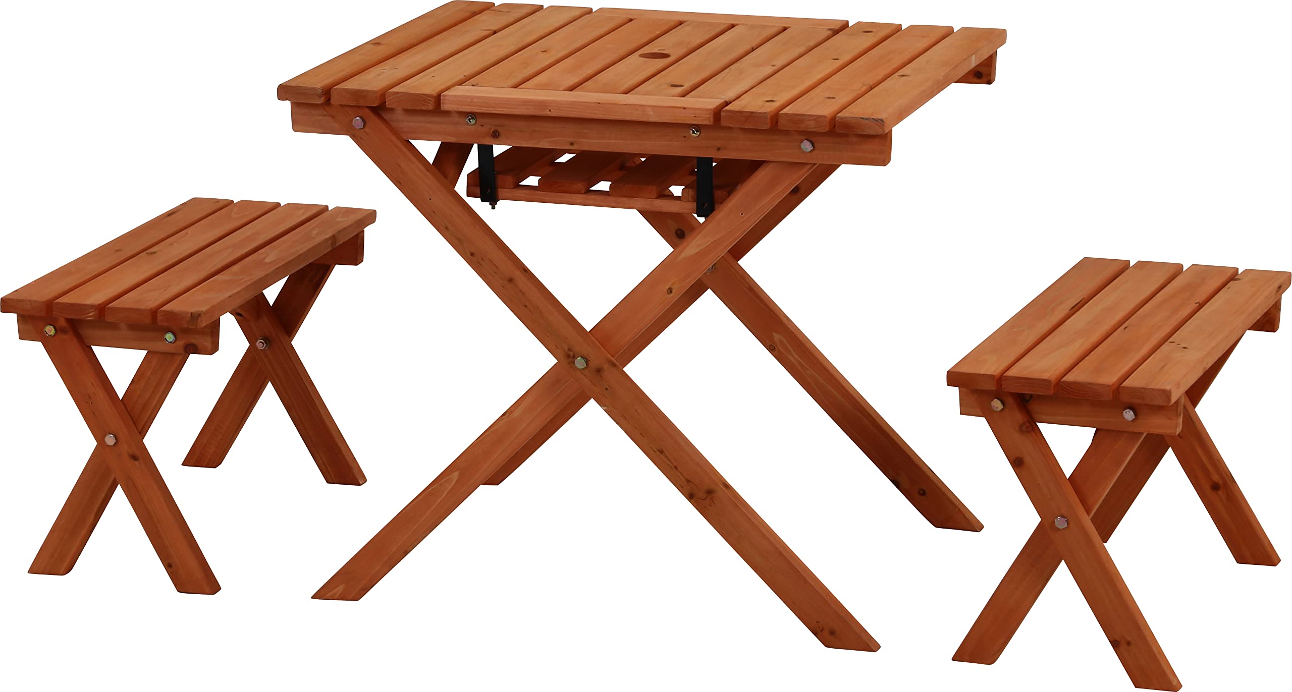 

Fuji Boeki Garden Table Set BBQ Table Bench Set Width 62 x Depth 75 x Height 65cm Orange For 2 people With stove space With parasol hole Cedar wood оранжевый