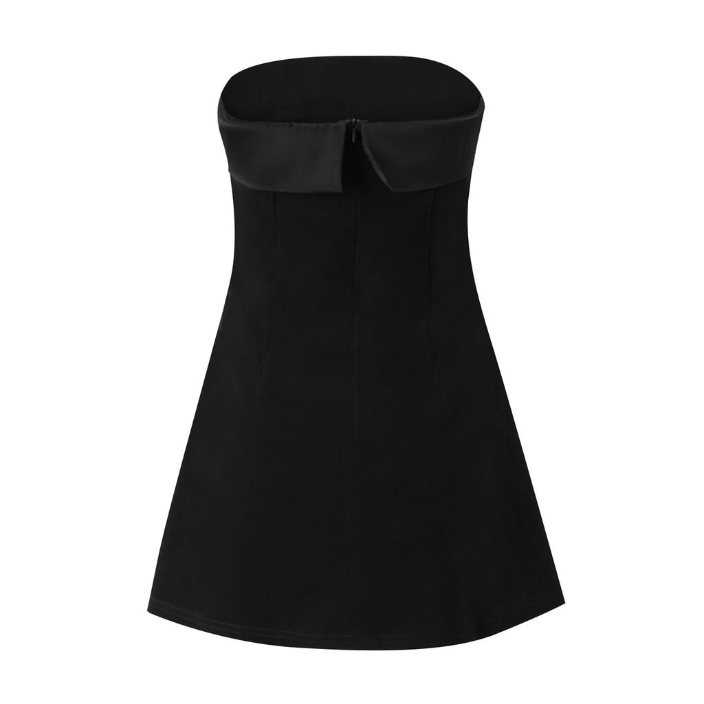 Ladies' Fashionable And Sexy Hot Girl Color One Neck Slim Fit Strapless Velvet Dress