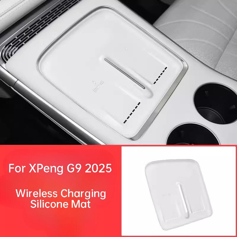 For XPeng G9 2024 2025 Car Wireless Charging Silicone Mat Dustproof Non Slip Charging Panel Protector Interior Accessories