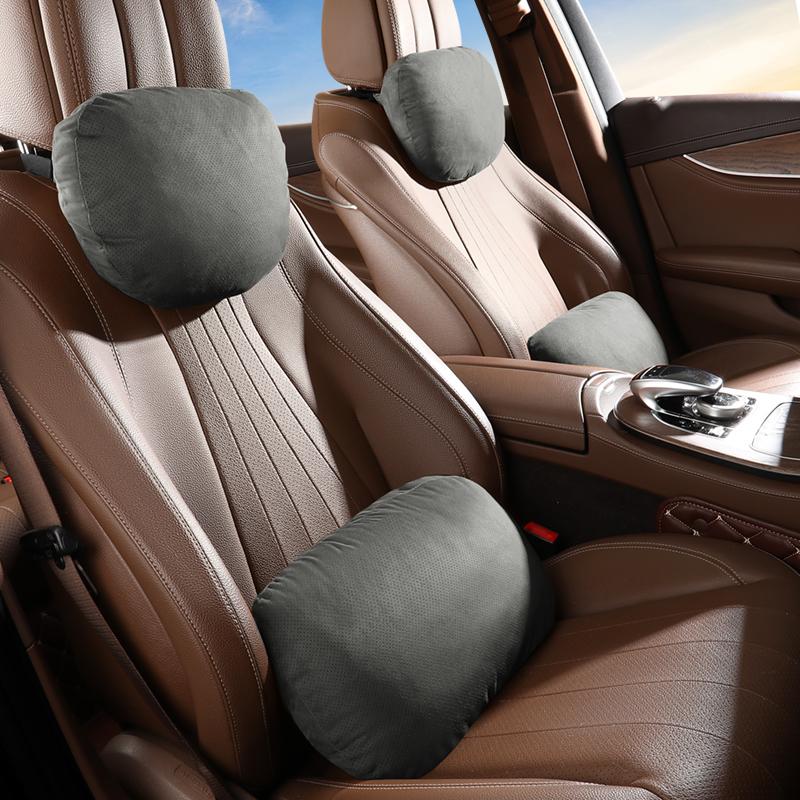 Pernă Respirabilă pentru Tetiere și Zona Lombară a Scaunelor Auto din Piele Velură, Înălțime Reglabilă, Material Premium pentru Confort și Ameliorarea Stresului