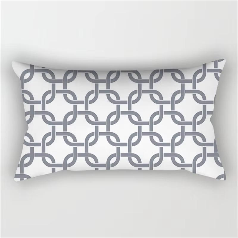 Patchwork Grey Geometric Pattern Print Decoration Bedroom Living Room Office Waist Support Home Rectangular Pillowcase