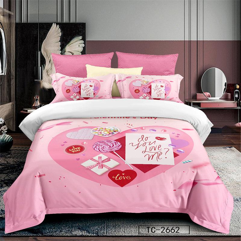 Love Heart Bedding Collections Queen Size Microfiber Romantic Wedding Duvet Cover Collection Gift For ValentineS Day For Girls Women Bedroom