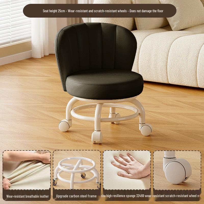 Children's Rotating Stool with Backrest and Silent Wheels