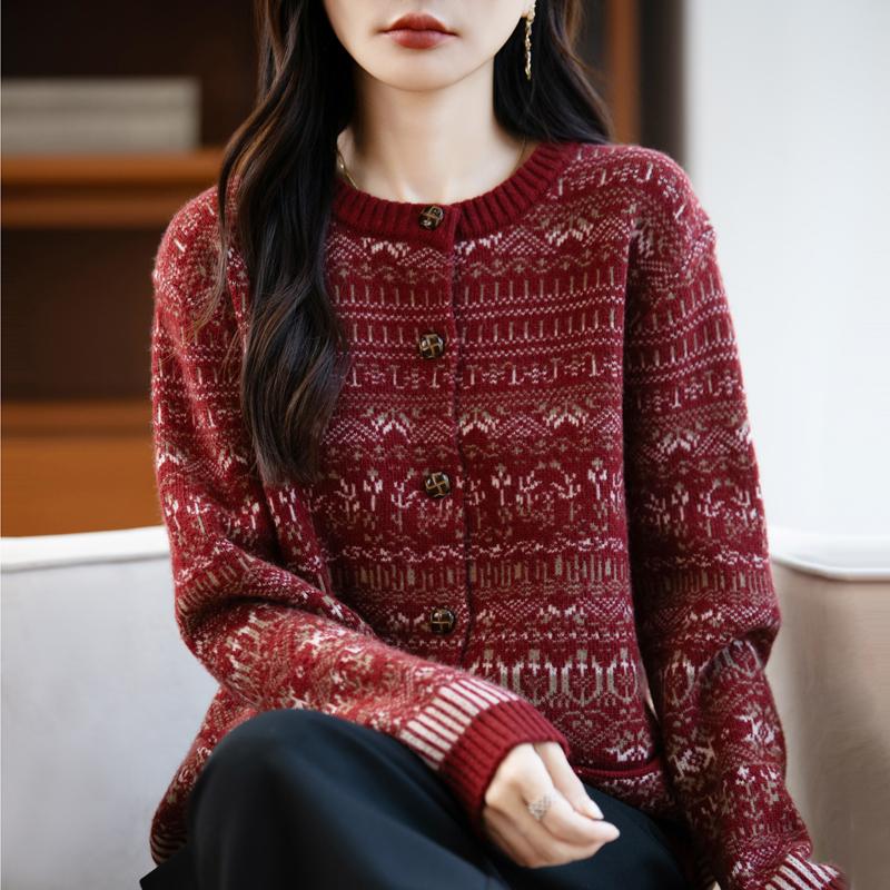 QingHe Cashmere Women's 30% Cashmere Cardigan - Soft & Warm Wool Blend Sweater