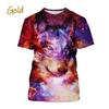 Wolf 3D Printing T-shirt Animal Pattern Round Neck Short Sleeve Beast Wolf AI Art Fashion Casual Tops For Men Women